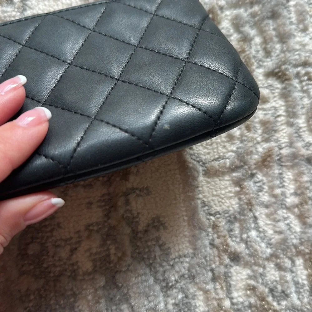 Chanel Black Quilted Lambskin Leather Small Cosmetic Pouch with Silver Hardware - Picture 3 of 7